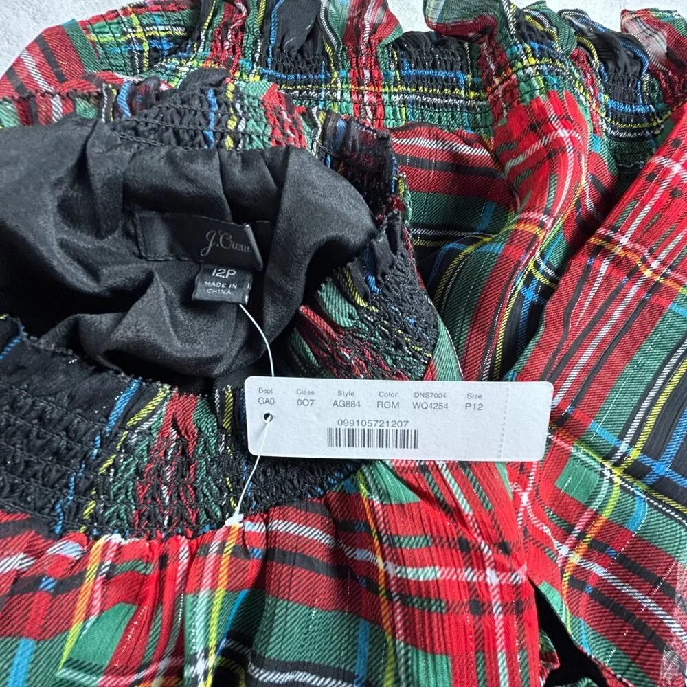 J.Crew Womens Gilded Stewart Tartan Plaid Sleeveless Mock Neck Top 12P AG884 New
